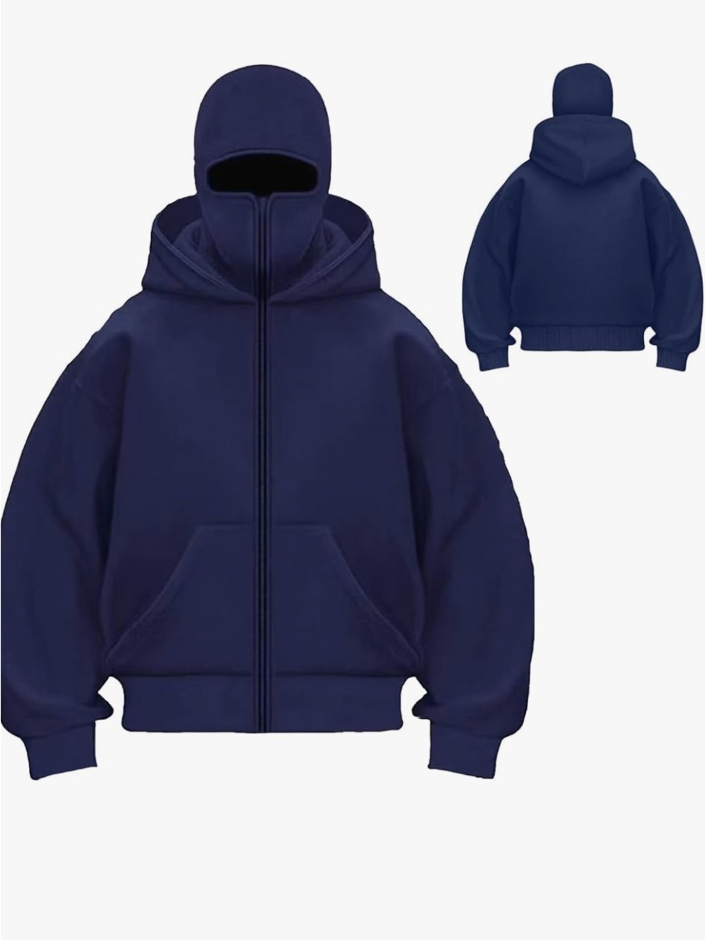 Men's Navy Full-Zip Hooded Sweater